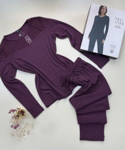 Pyjama haut manche longue " Aubergine "