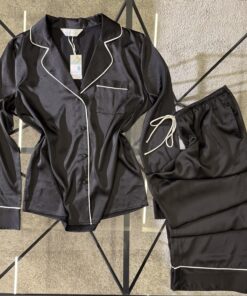 Alternative view of Pyjama boutonné en satin primark " Noir "