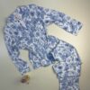 Pyjama boutonné H " Bleu à fleurs "