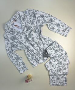 Pyjama boutonné H " gris à fleurs "