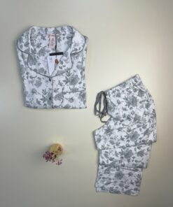 Alternative view of Pyjama boutonné H " gris à fleurs "