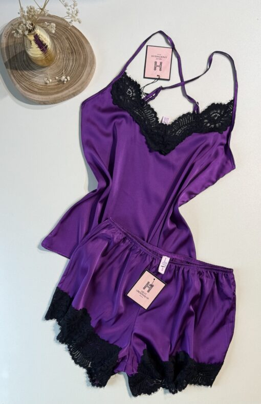 Bustier-short en satin H " Violet "