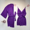 Ensemble nuisette peignoir en satin " Violet  "