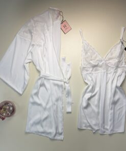 Ensemble nuisette peignoir " Blanc "