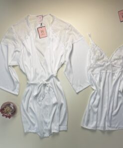 Alternative view of Ensemble nuisette peignoir " Blanc "
