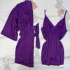 Ensemble nuisette peignoir en satin " Violet  "