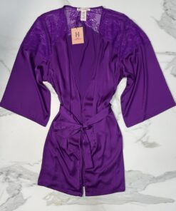Alternative view of Ensemble nuisette peignoir en satin " Violet  "