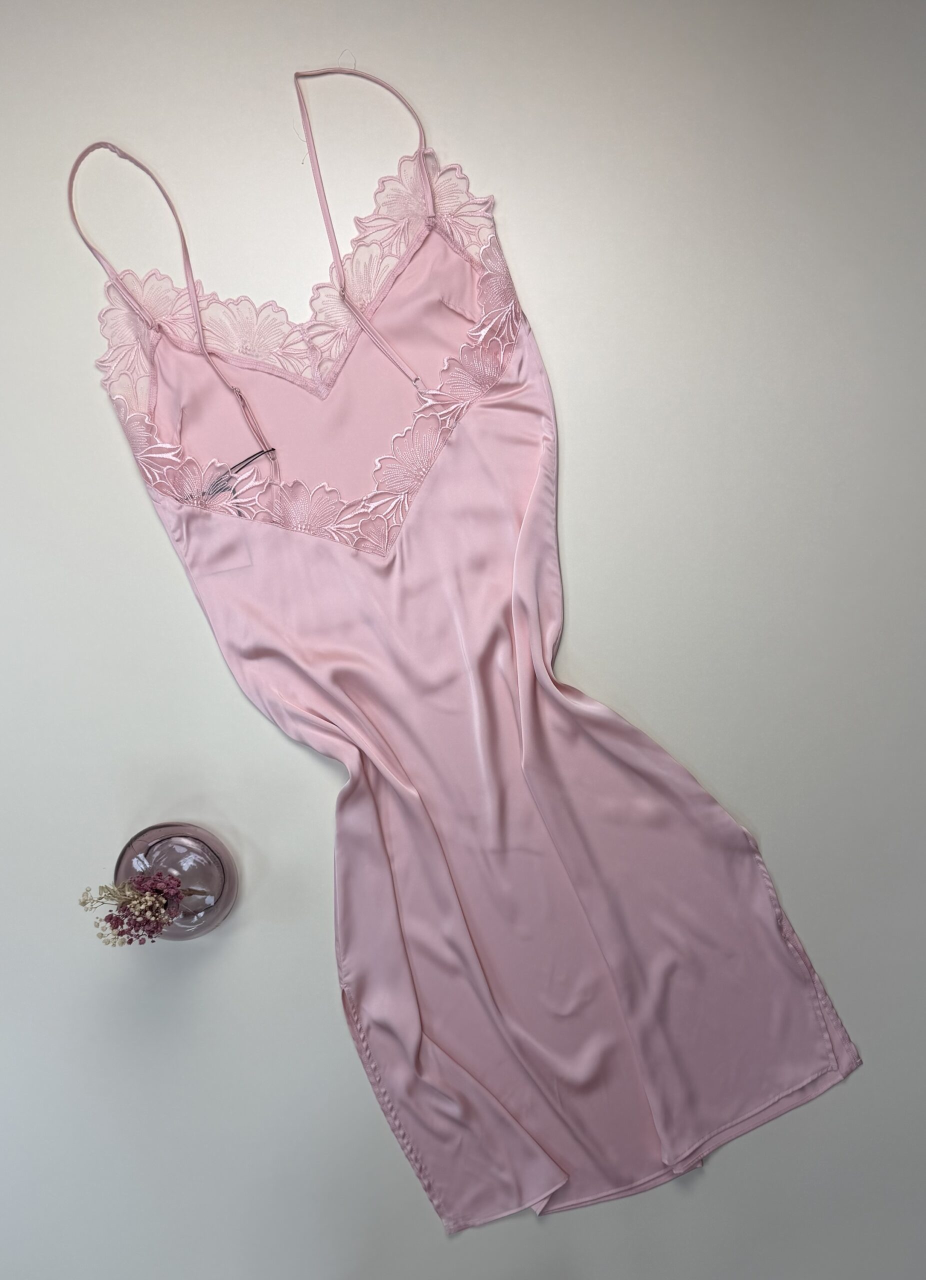 Ensemble nuisette peignoir long en satin " Rose " – Image 5