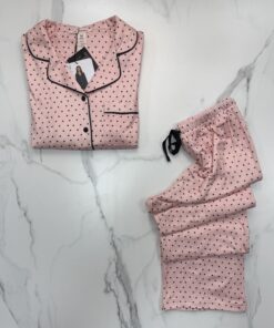 Alternative view of Pyjama boutonné haut manche longue H " Rose petit cœur  "