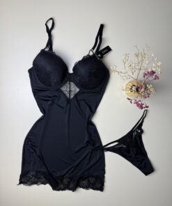 Nuisette en dentelle tress - Black