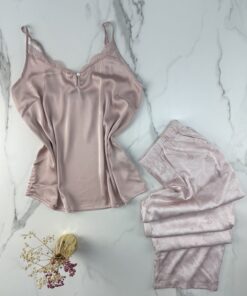 Alternative view of Pyjama 3 pcs en satin et kimono velours " Rose "