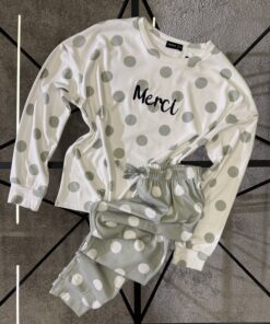 Alternative view of Pyjama haut manche longue - Merci - " Vert "