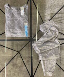 Alternative view of Pyjama primark en velours haut manche longue  " Gris à motifs "