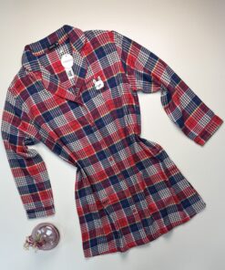Chemise de nuit boutonné " à carreaux rouge "