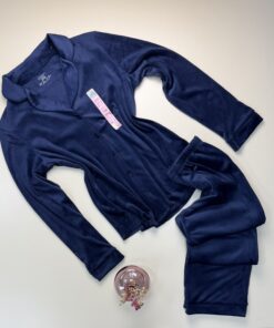 Pyjama primark boutonné en velours " Bleu unies "