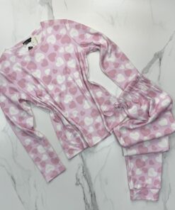 Pyjama haut manche longue  " Mauve coeur "