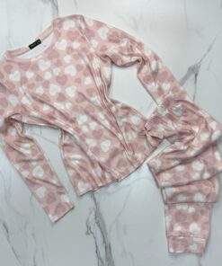 Pyjama haut manche longue  " Rose coeur "