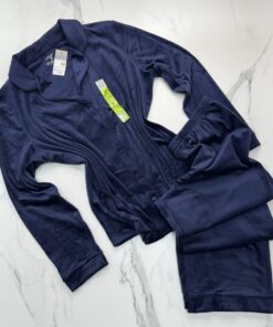Pyjama primark boutonné en velours " Bleu unies "