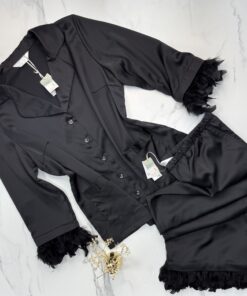 Pyjama primark boutonné en satin  " Noir  "