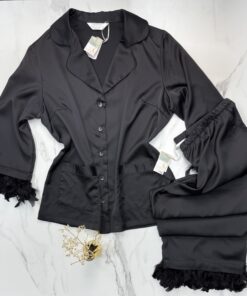 Alternative view of Pyjama primark boutonné en satin  " Noir  "