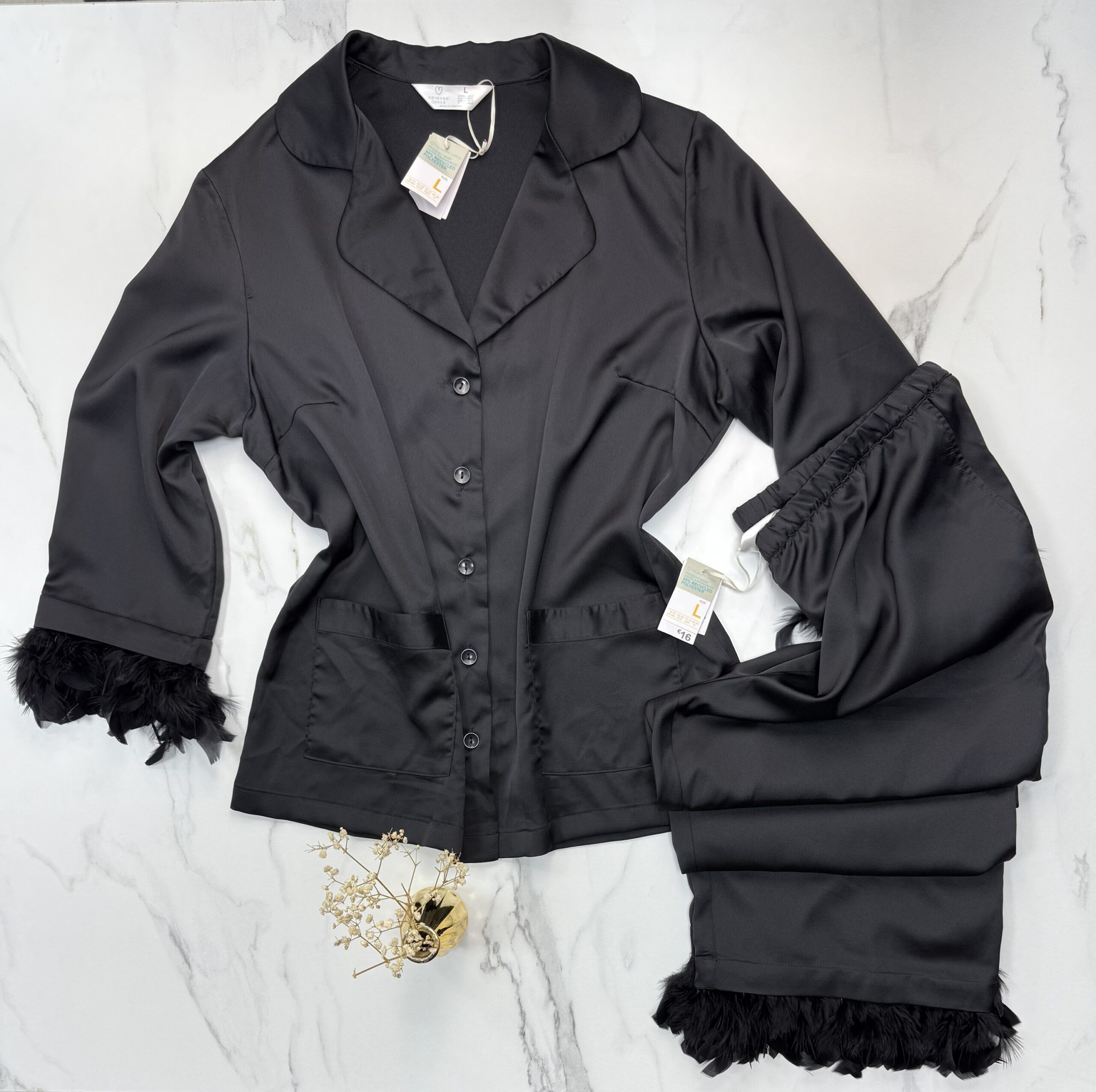 Pyjama primark boutonné en satin  " Noir  " – Image 2