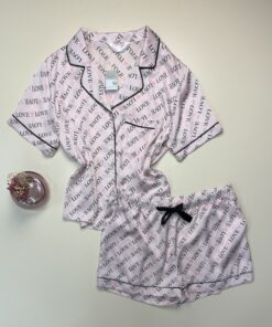 Pyjama short  boutonné en satin primark " Love "