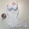 Nuisette en dentelle + bas - H - Blanc