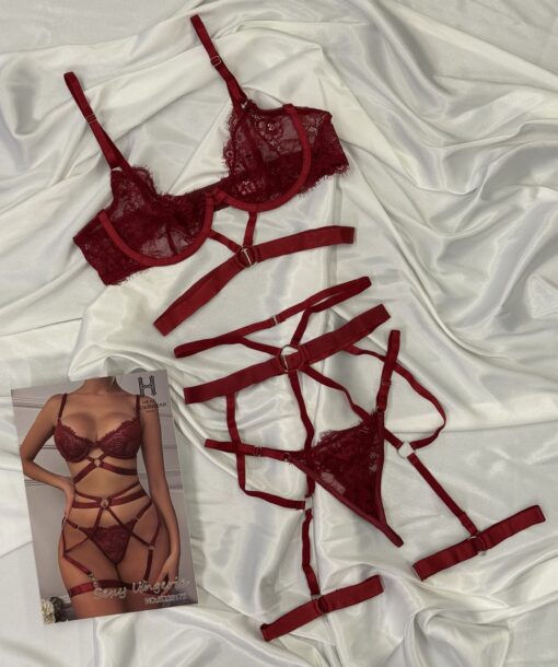 Body en dentelle H - bordeaux -