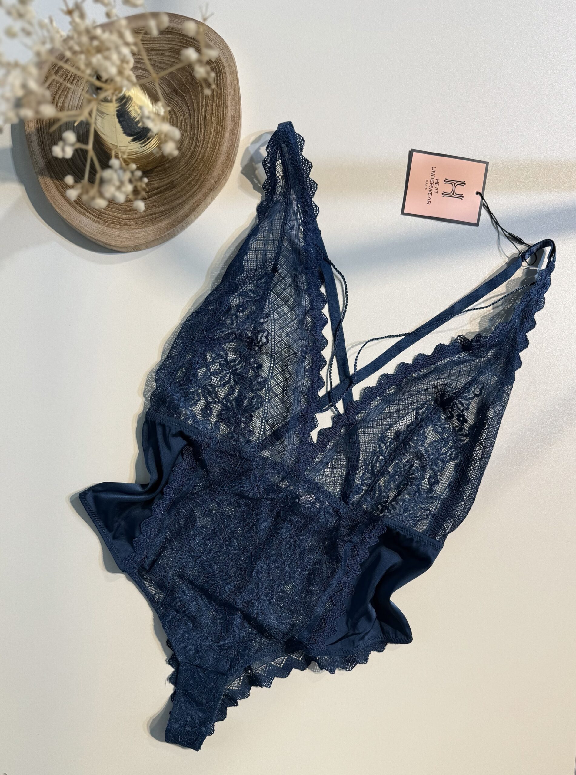 Body en dentelle H " Bleu vert "