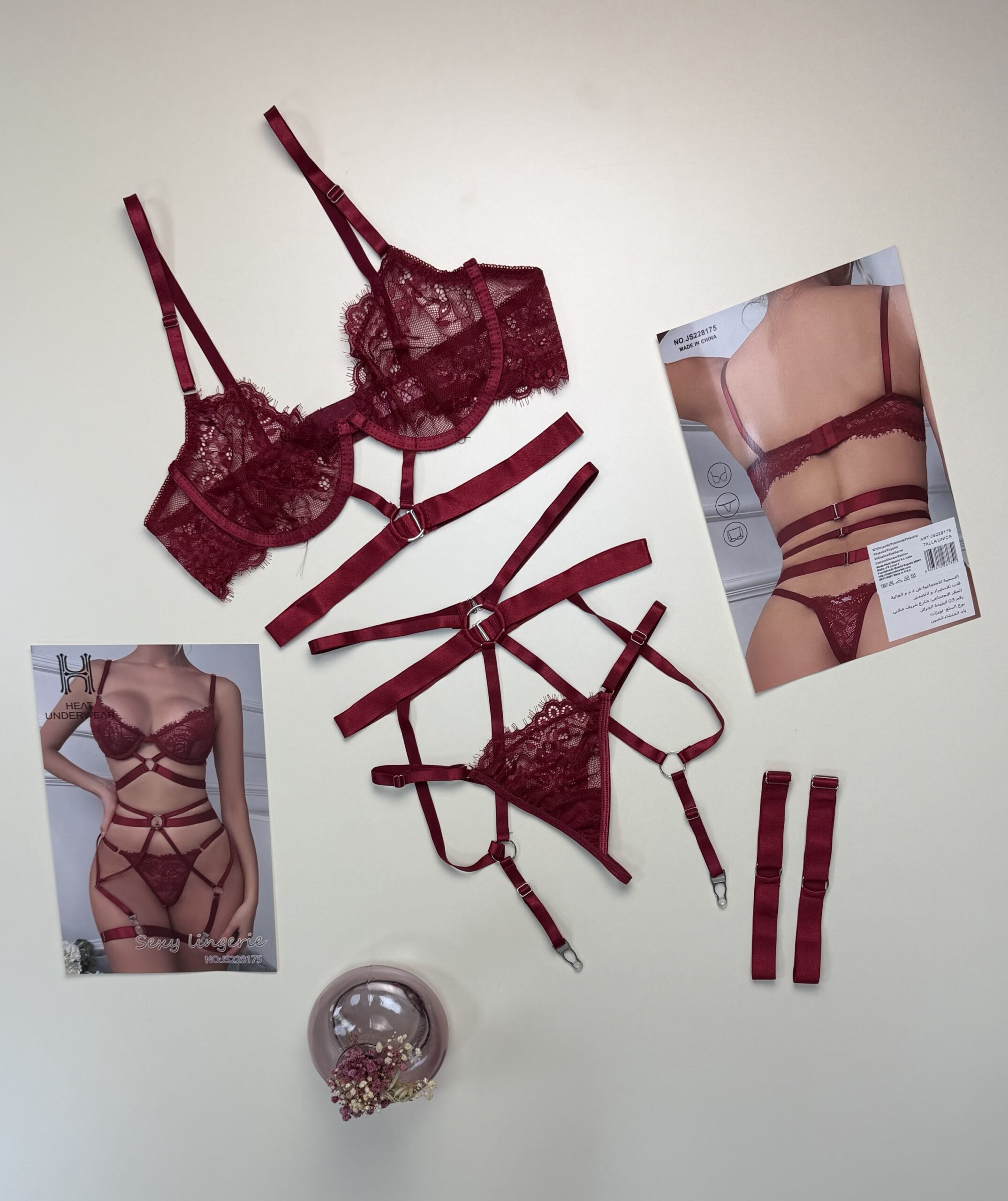 Body en dentelle H - bordeaux - – Image 3