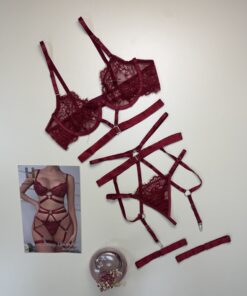 Body en dentelle H - bordeaux -