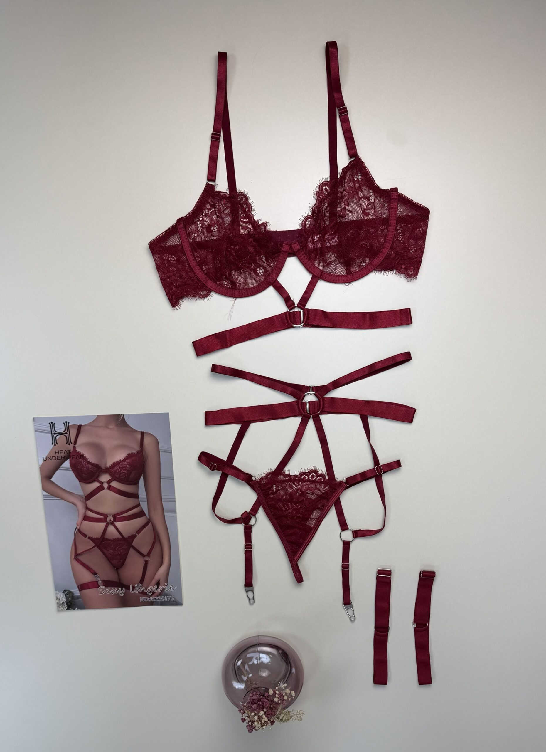 Body en dentelle H - bordeaux - – Image 2
