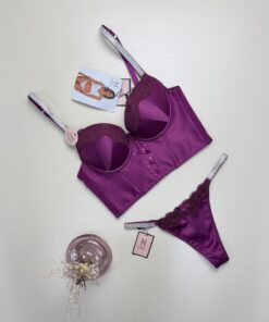 Ensemble 2 pcs - corset H - aubergines