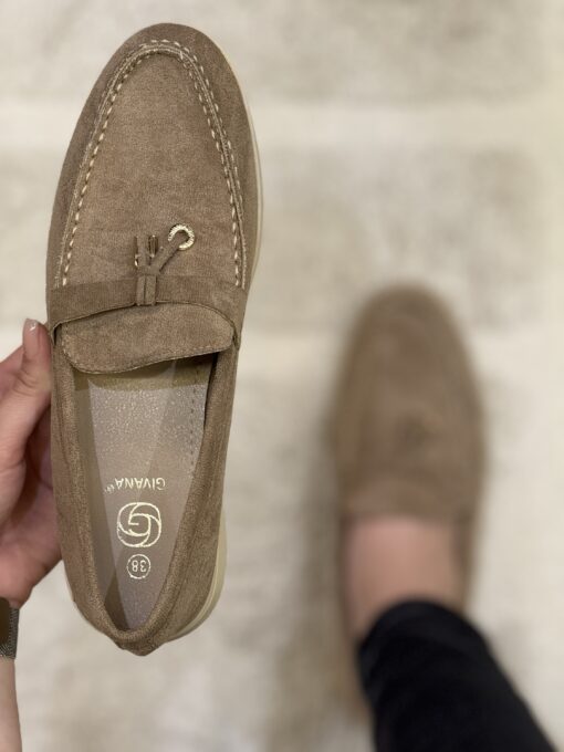 Mocassin en daim " khakhi "