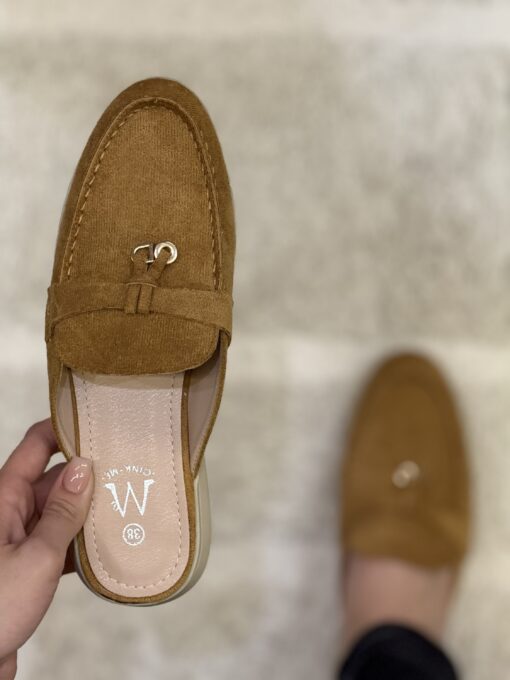Mocassin ouvert en daim " Camel "
