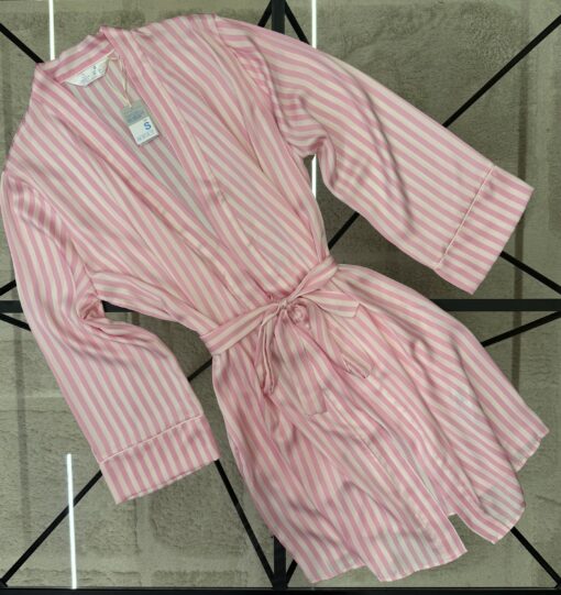 Peignoir en satin - Primark - rose à rayures