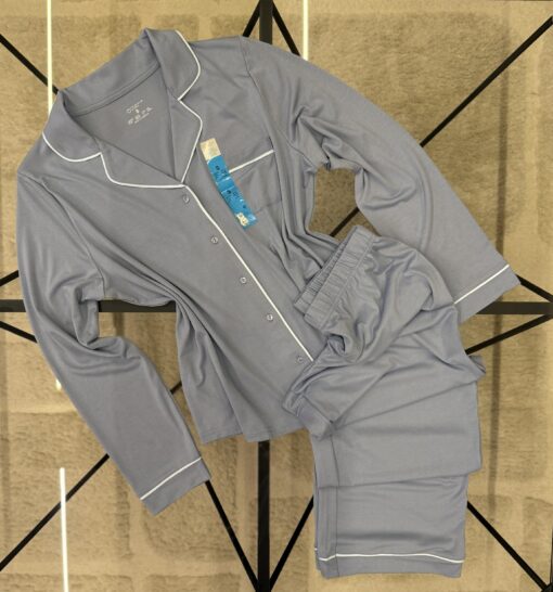 Pyjama primark manche longue boutonné " Blue unie "