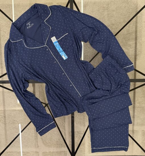 Pyjama boutonné haut manche longue primark " Dark blue petit point "