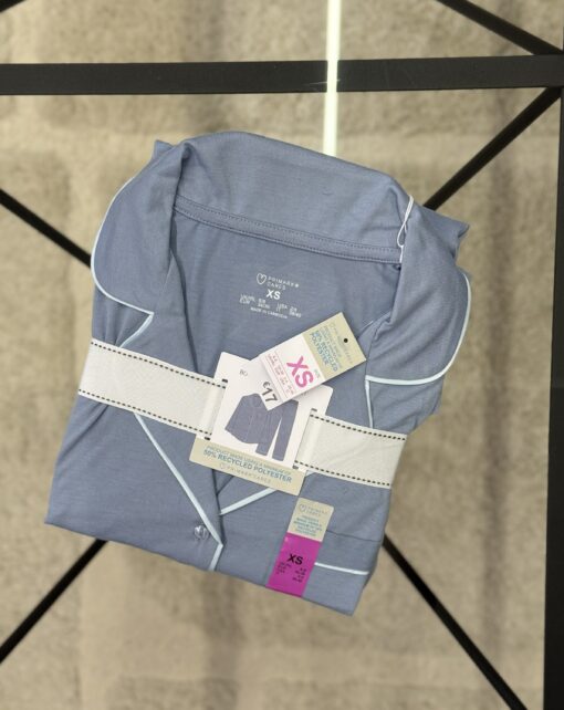 Pyjama primark manche longue boutonné " Blue unie "
