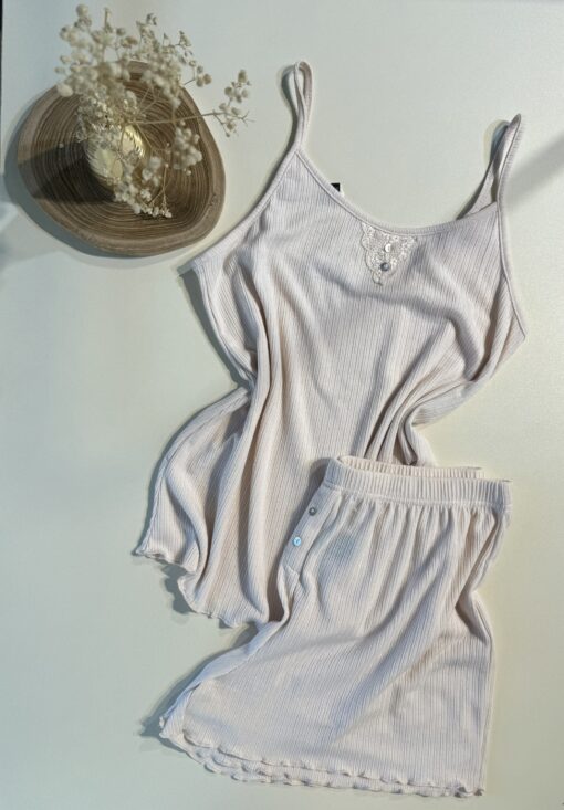 Pyjama short - bustier - Tress - Beige
