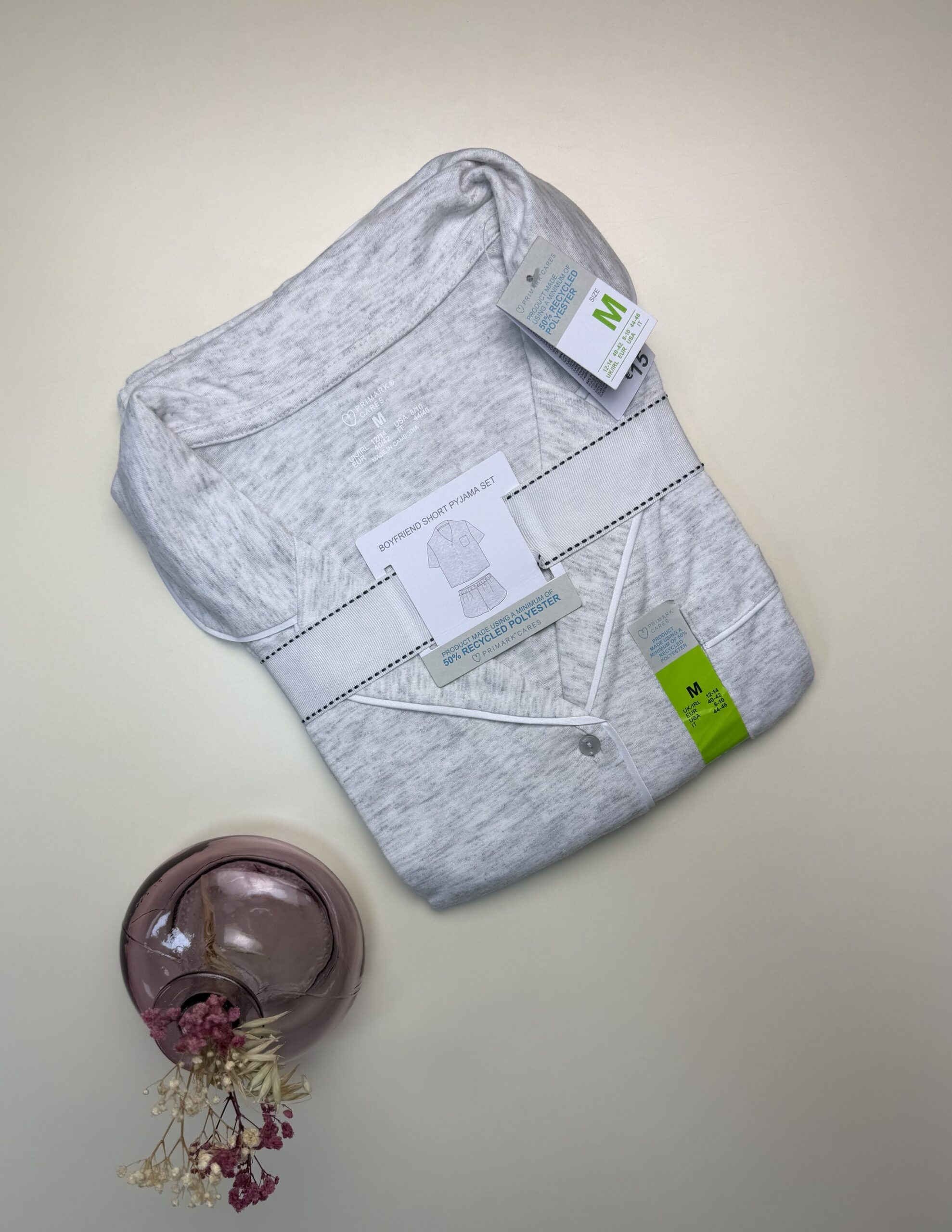 Pyjama boutonné demi manche PRIMARK - short " Gris clair " – Image 2