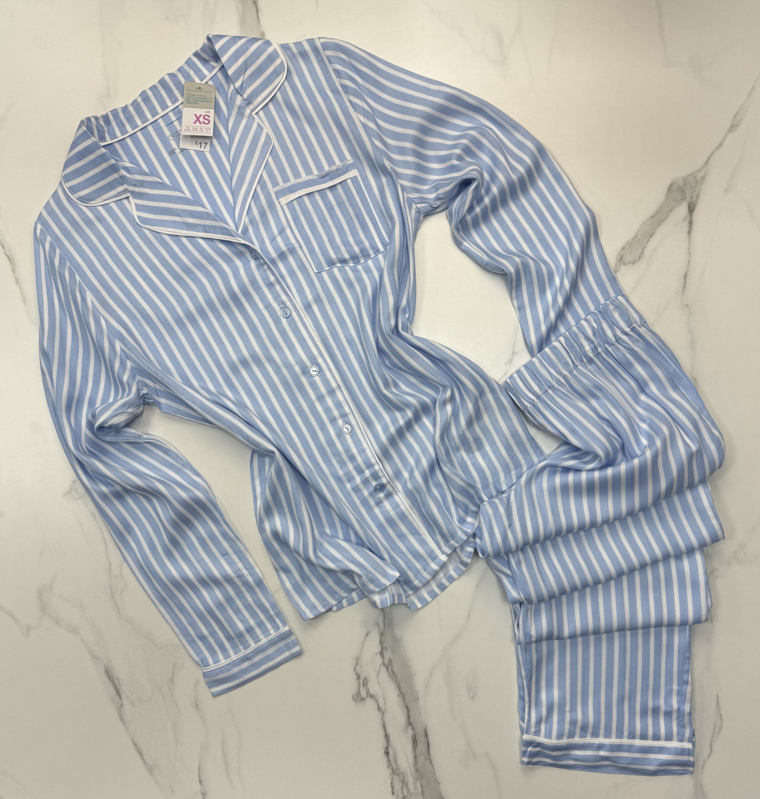 Pyjama boutonné haut manche longue primark " Bleu à rayures "