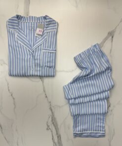 Alternative view of Pyjama boutonné haut manche longue primark " Bleu à rayures "