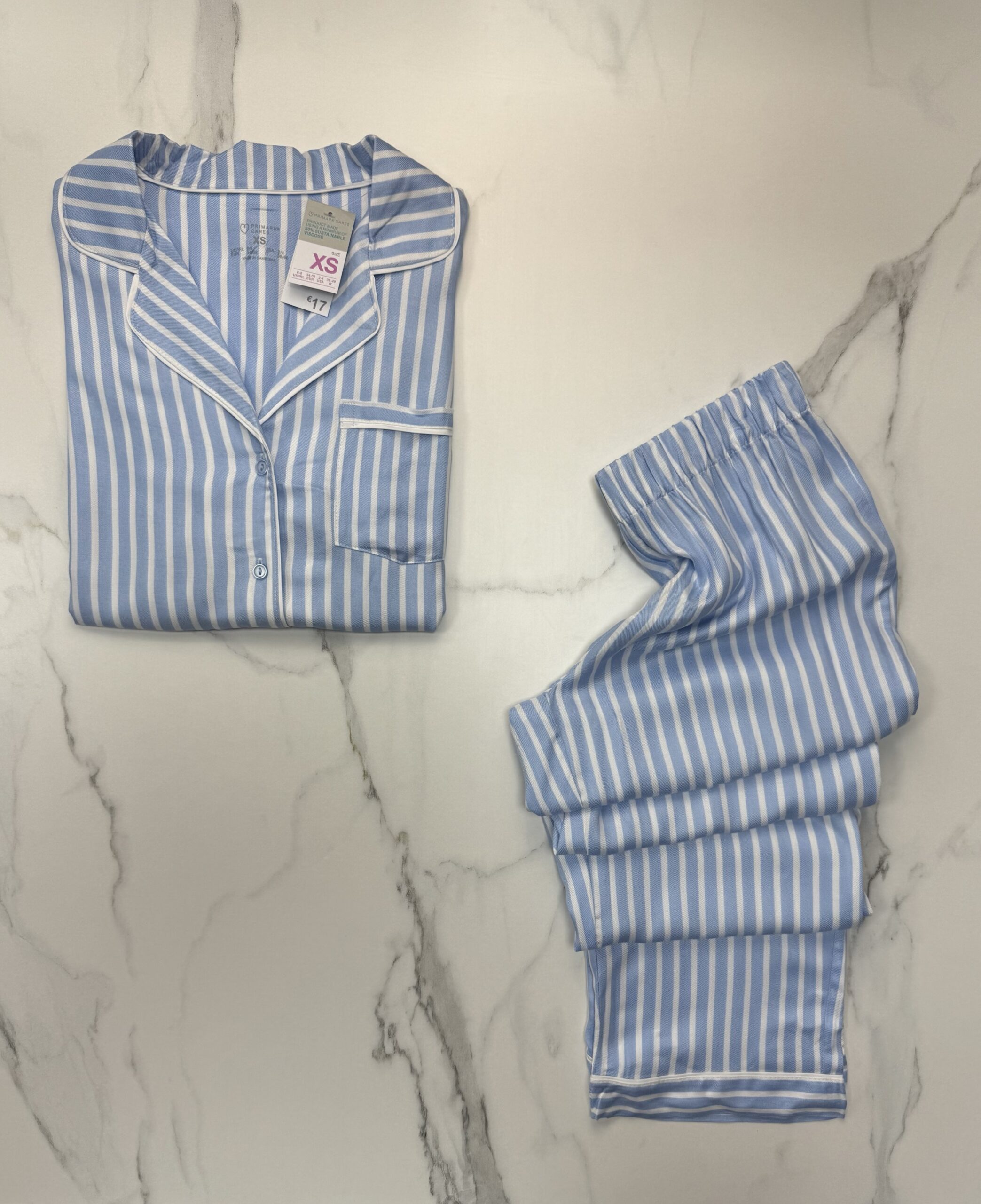 Pyjama boutonné haut manche longue primark " Bleu à rayures " – Image 2