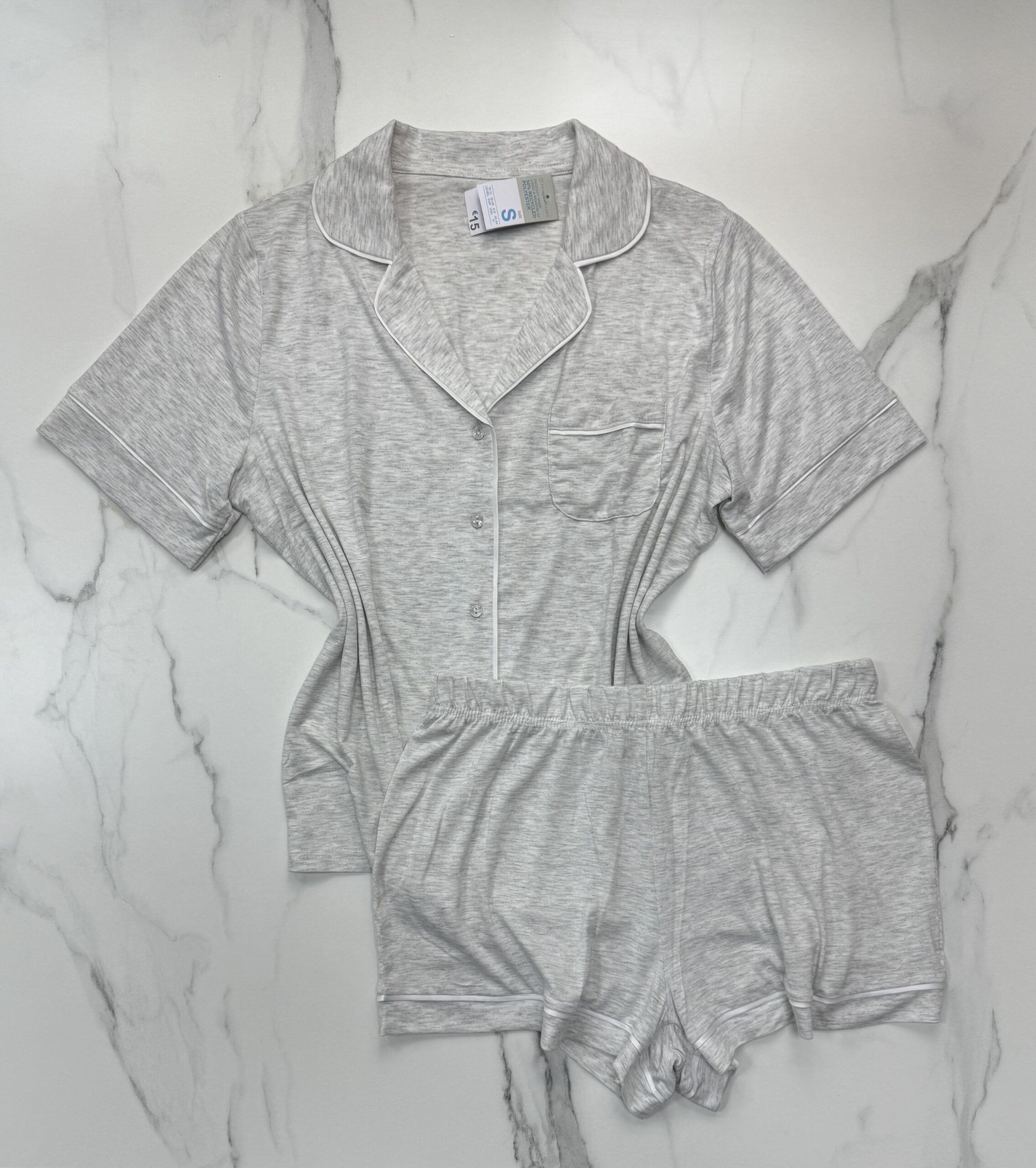 Pyjama boutonné demi manche PRIMARK - short " Gris clair "
