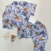 Pyjama demi manche boutonnée à fleurs "BLEU"