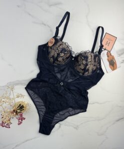 Body en dentelle H - bleu -