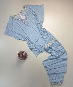 Alternative view of Pyjama haut demi manche - Tress - bleu