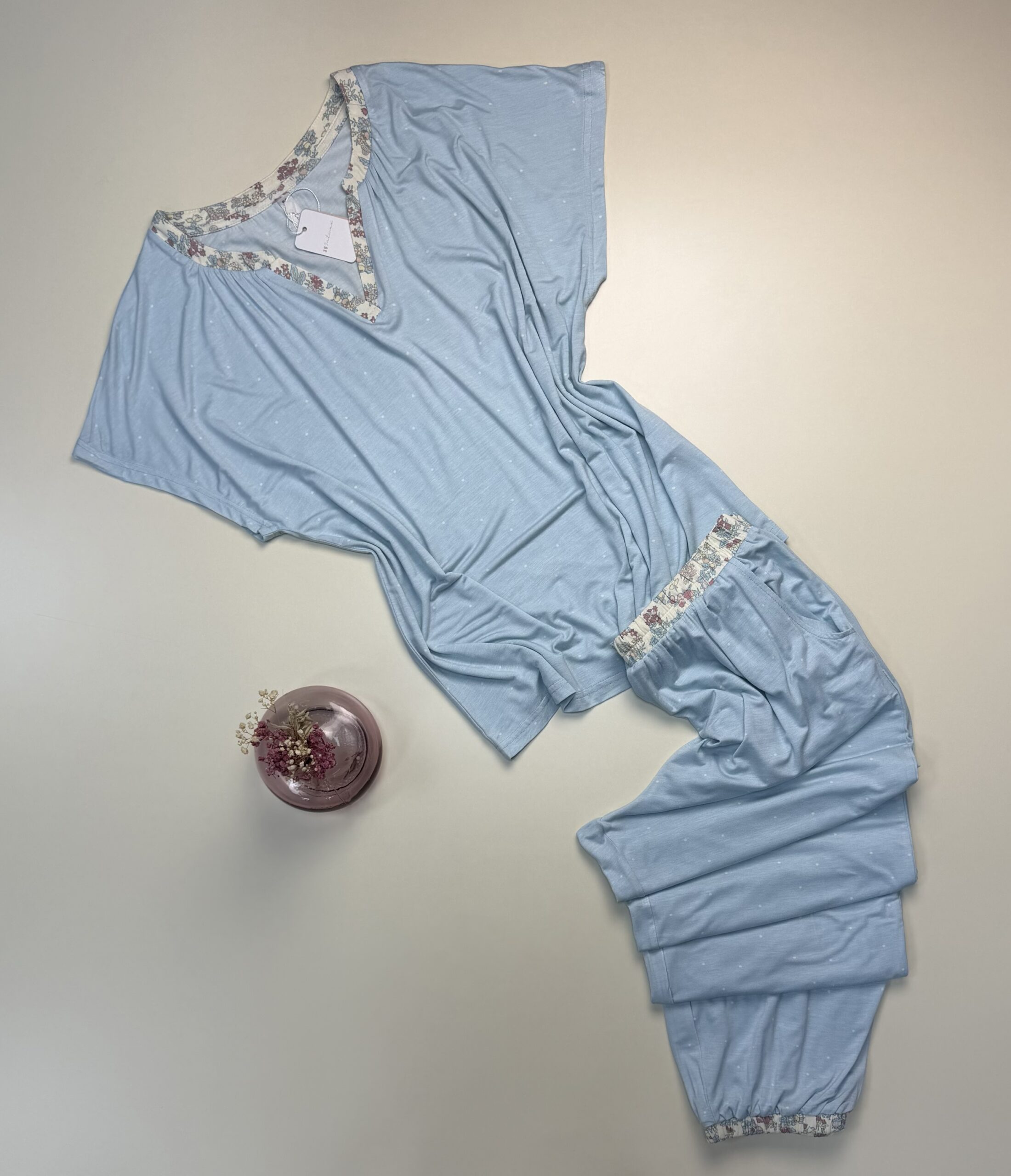 Pyjama haut demi manche - Tress - bleu – Image 2