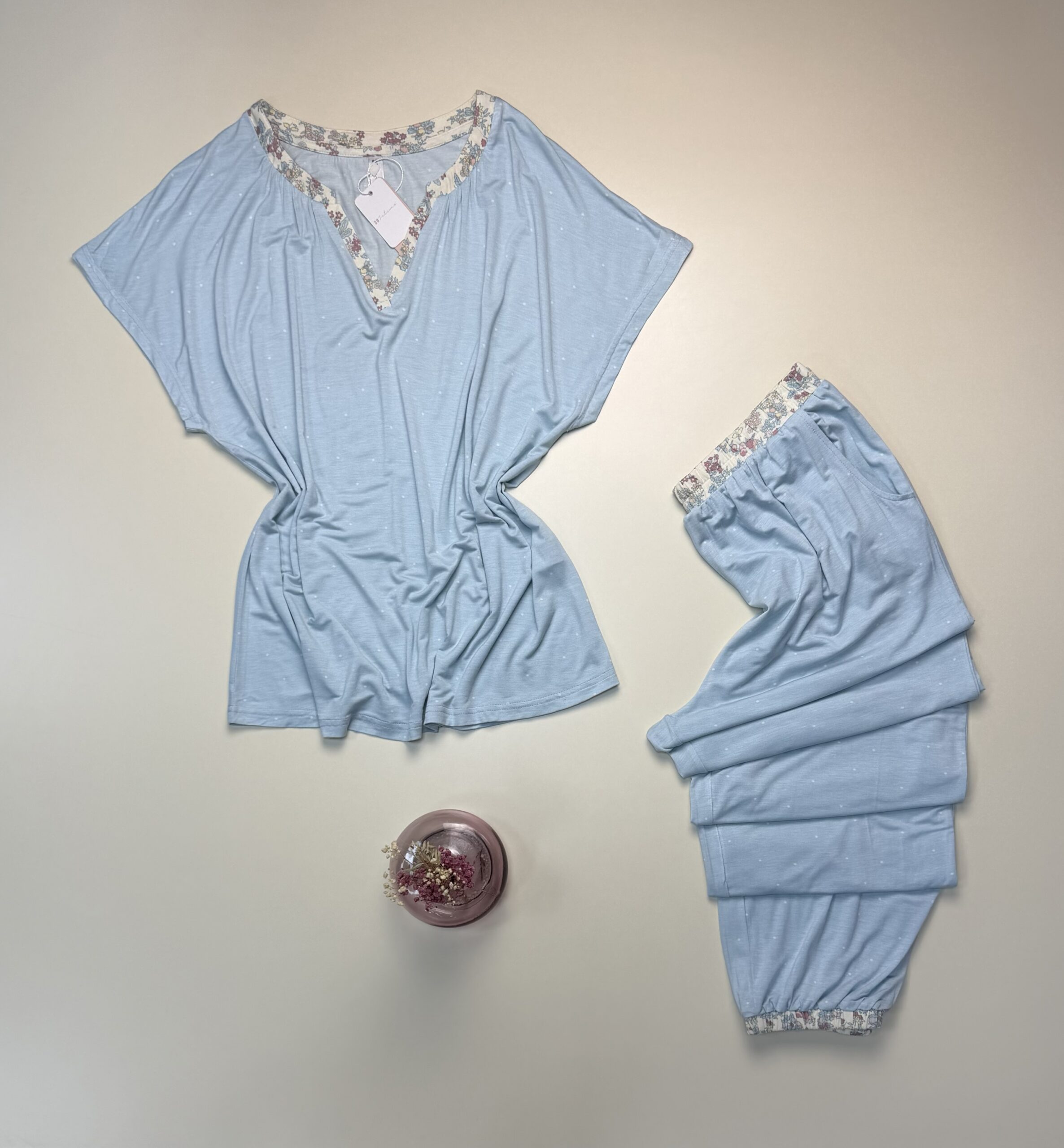 Pyjama haut demi manche - Tress - bleu